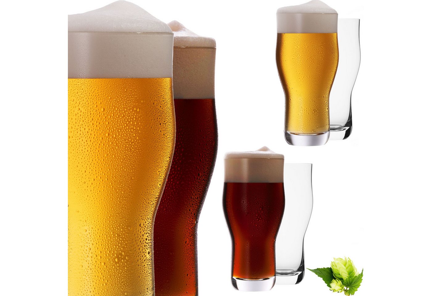 IMPERIAL glass Bierglas Pint Biergläser Set 6 Stück 500ml (max 690ml), Glas, Pintgläser aus Crystalline Glas 0,6L Spülmaschinenfest Nonic Pint von IMPERIAL glass