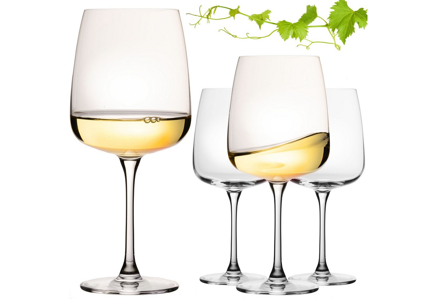 IMPERIAL glass Weinglas Große Eckige Weißweingläser 480ml "Milano" Set 4-Teilig, Crystalline Glas, Chardonnay Glas aus Crystalline Glas Spülmaschinenfest von IMPERIAL glass