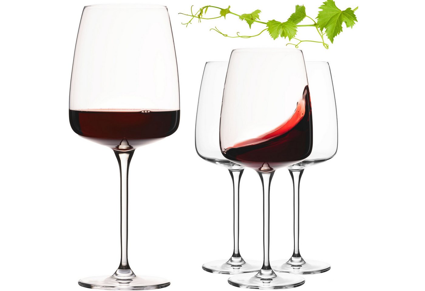 IMPERIAL glass Weinglas Große eckige Rotweingläser 600ml Set 4-Teilig "Milano", Crystalline Glas, Burgundergläser aus Crystalline Glas Spülmaschinenfest von IMPERIAL glass
