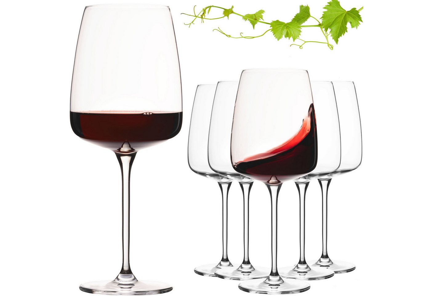 IMPERIAL glass Weinglas Große eckige Rotweingläser 600ml Set 6-Teilig "Milano", Crystalline Glas, Burgundergläser aus Crystalline Glas Spülmaschinenfest von IMPERIAL glass