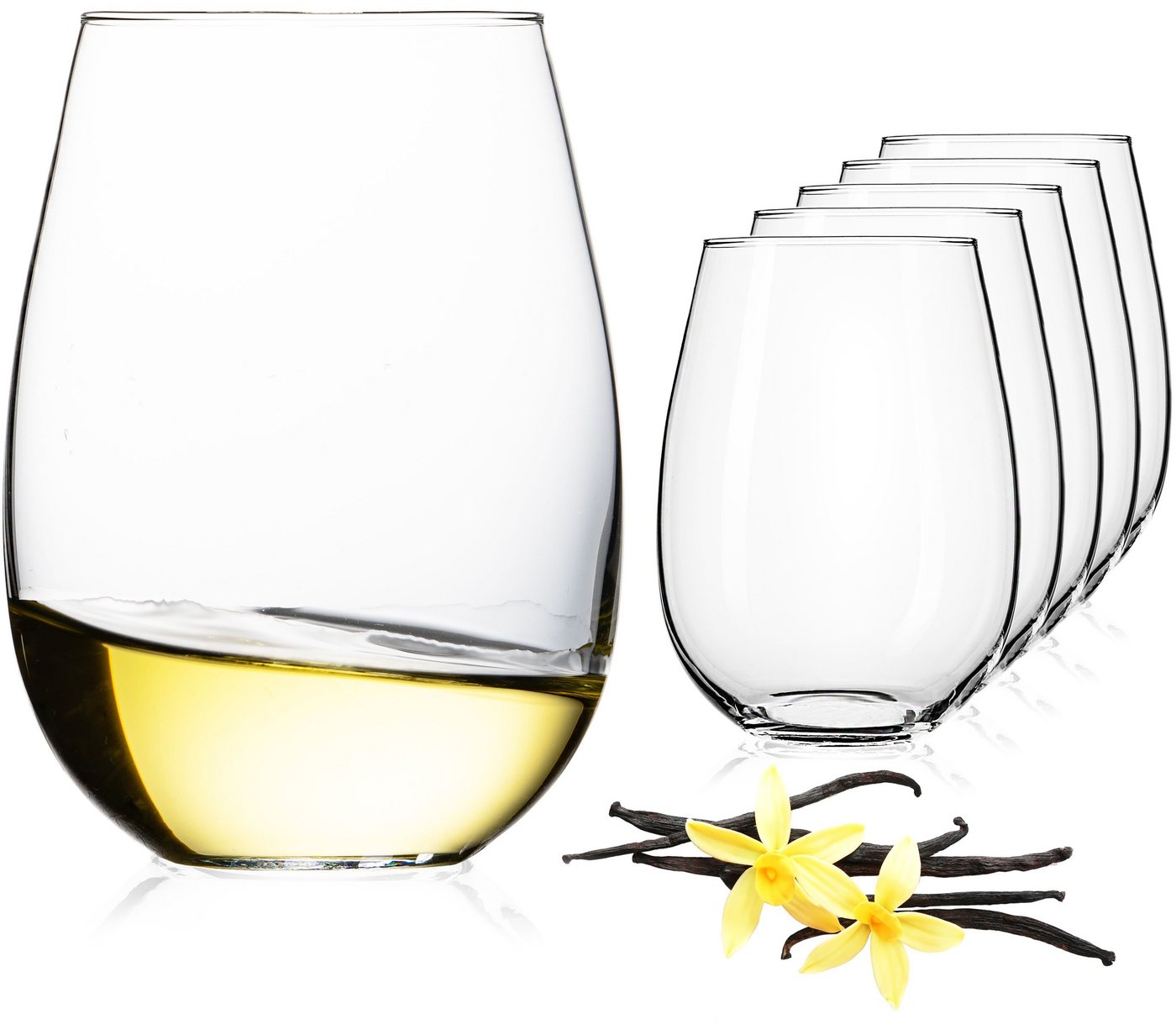 IMPERIAL glass Weinglas Weingläser ohne Stiel, Glas, 570ml moderne Weißweingläser Rotweingläser Spülmaschinenfest von IMPERIAL glass