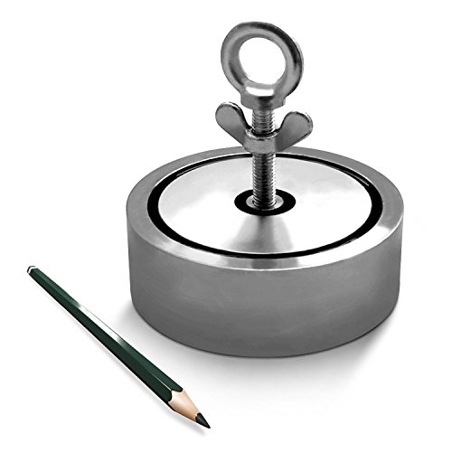Neodym-Suchmagnet Bergemagnet bis zu 900KG 2 Bohrungen N45 vernickelt Magnetangeln, Suchmagnet:116mm 400KG - 600KG von IMPLOTEX