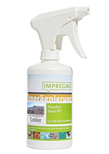IMPREGNO Imprägnierung Leder 0,5 Liter inkl. Zerstäuber Imprägniermittel Pflege Schutz fluorfrei IMPREGNO Imprägnierung Leder 0,5 Liter inkl. Zerstäuber Imprägniermittel Pflege Schutz fluorfrei von IMPREGNO