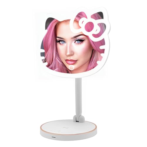 Impressions Vanity Hello Kitty LED-Schminkspiegel, wiederaufladbar, 360 Grad drehbar, Touch-Sensor-Schreibtischspiegel mit Lichtleiste und einstellbarer Helligkeit von IMPRESSIONS VANITY · COMPANY