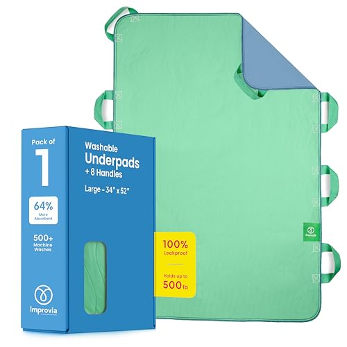 Improvia Positionierungsbettunterlage 86,4 x 132,1 cm mit 8 verstärkten Griffen, schnelltrocknend, waschbar, wasserdicht, wiederverwendbar, Matratzenschutz, zum Heben, Drehen, Umsetzen, ältere Improvia Positionierungsbettunterlage 86,4 x 132,1 cm mit 8 verstärkten Griffen, schnelltrocknend, waschbar, wasserdicht, wiederverwendbar, Matratzenschutz, zum Heben, Drehen, Umsetzen, ältere von IMPROVIA