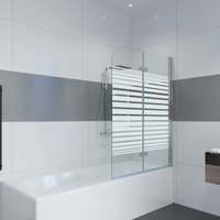 Duschwand für Badewanne 2 tlg Faltwand Duschtrennwand Badewannenaufsatz Duschabtrennung mit 6mm Nano Glas 100x140cm Teilsatiniert Glas Rechts - Impts von IMPTS