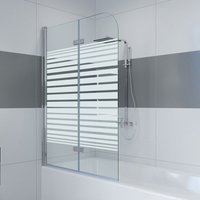 Duschwand für Badewanne 2 tlg Faltwand Duschtrennwand Badewannenaufsatz Duschabtrennung mit 6mm Nano Glas 100x140cm Teilsatiniert Glas Links - Impts von IMPTS