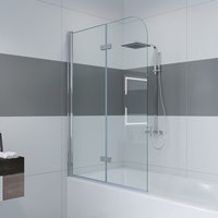 Duschwand für Badewanne 2 tlg Faltwand Duschtrennwand Badewannenaufsatz Duschabtrennung mit 6mm Nano Glas 100x140cm Klarglas - Impts von IMPTS