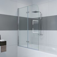 Duschwand für Badewanne 2 tlg Faltwand Duschtrennwand Badewannenaufsatz Duschabtrennung mit 6mm Nano Glas 110x140cm Klarglas - Impts von IMPTS