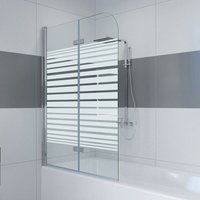 Duschwand für Badewanne 2 tlg Faltwand Duschtrennwand Badewannenaufsatz Duschabtrennung mit 6mm Nano Glas 120x140cm Teilsatiniert Glas Links - Impts von IMPTS