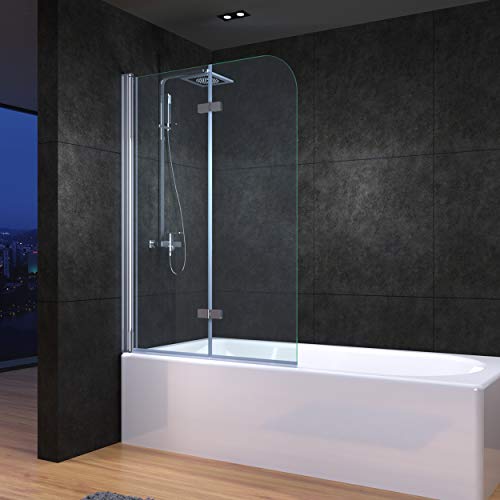 120x140cm Duschwand für Badewanne Faltbar Faltwand Aufsatz 180° Duschabtrennung mit 6mm Nano Easy Clean Glas von IMPTS