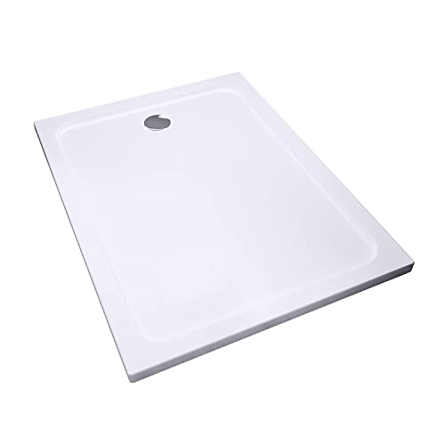 80 x 100 cm Duschwanne Duschtasse für Dusch Duschkabine in weiß quadratisch aus Acryl, inkl. Ablaufgarnitur von IMPTS