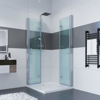 Duschkabine Eckeinstieg Dusche 180° Falttür Duschwand Duschabtrennung 6mm esg Glas Duschtür für Badezimmer 70x120x195cm - Impts von IMPTS