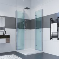 Duschkabine Eckeinstieg Dusche 180° Falttür Duschwand Duschabtrennung 6mm esg Glas Duschtür für Badezimmer 80x90x195cm - Impts von IMPTS