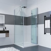 Duschkabine Eckeinstieg Falttür mit Seitenwand 70 x 80 x 195cm Duschabtrennung Pendeltür aus 6mm Sicherheitsglas Glas für Badezimmer von IMPTS