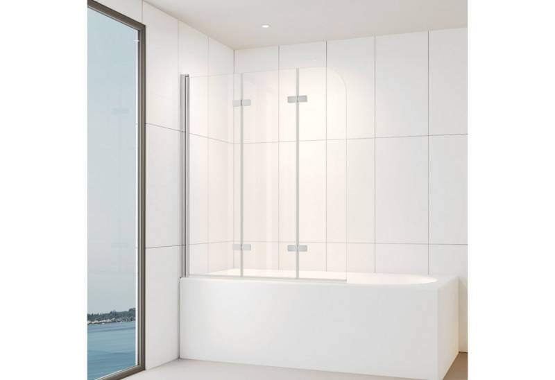IMPTS Badewannenaufsatz Duschwand für Badewanne Duschabtrennung 2 TLG 3TLG Chrome Schwarz, Nano Sicherherisglas, (Set, 3 tlg), Duschtrennwand Badewanne Chrome 3 teilig Klarglas von IMPTS