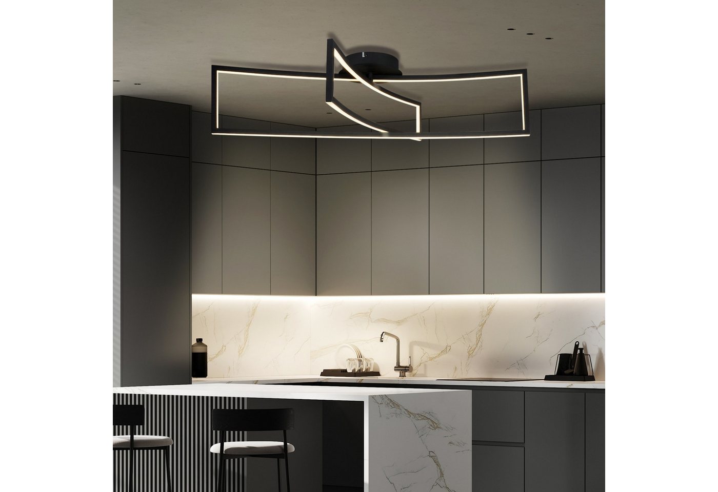 IMPTS Deckenleuchte Deckenleuchte Deckenlampe Schwarz 2 Rechteck 3000k Warmweiß Metall, LED fest integriert, Warmweiß, Hängelampe Deckenleuchte für Schlafzimmer Wohnzimmer Esszimmer IMPTS Deckenleuchte Deckenleuchte Deckenlampe Schwarz 2 Rechteck 3000k Warmweiß Metall, LED fest integriert, Warmweiß, Hängelampe Deckenleuchte für Schlafzimmer Wohnzimmer Esszimmer von IMPTS