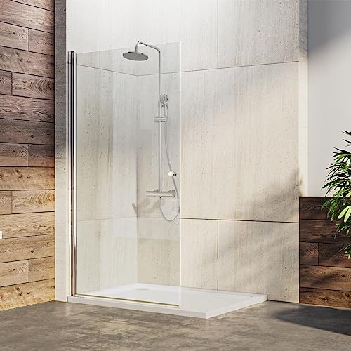 IMPTS Drehbar Walk in Duschwand Dusche 100x185cm Nischentür Duschtür Duschtrennwand Schwingtür aus 6mm klar ESG Glas von IMPTS