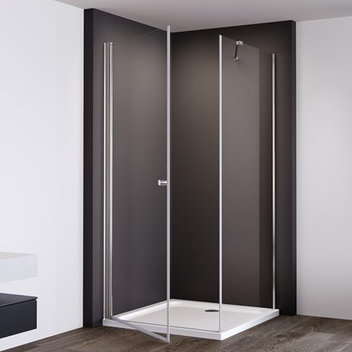 IMPTS Duschkabine 80x80 cm Eckeinstieg Duschabtrennung Duschtür mit Seitenwand, Pendeltür aus 6mm ESG Sicherheitsglas Höhe 185 cm,OHNE Duschwand und Ablaufgarnitur von IMPTS