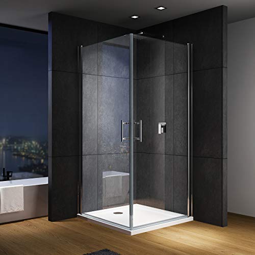 IMPTS Duschkabine Duschtür 80 x 90 x 195 cm Doppelt Schwingtüre Doppeltür Glas Dusche für Eckeinstieg aus 6mm ESG NANO Glas,OHNE Duschwanne von IMPTS