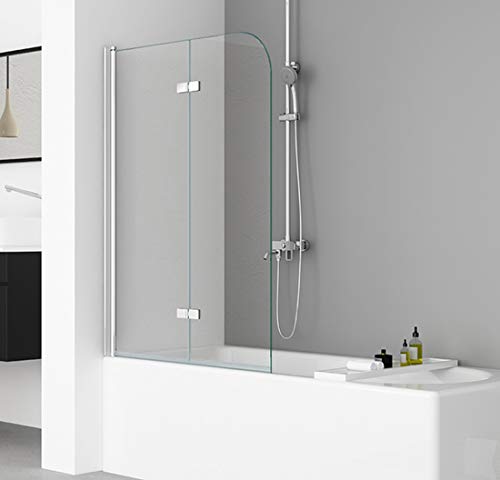 IMPTS Duschwand für Badewanne 100x140cm, Flatbar Duschwand 2-teilig Badewannenaufsatz Faltwand Duschtrennwand Duschabtrennung Badewannenfaltwand mit 6mm Nano Sicherheitsglas von IMPTS