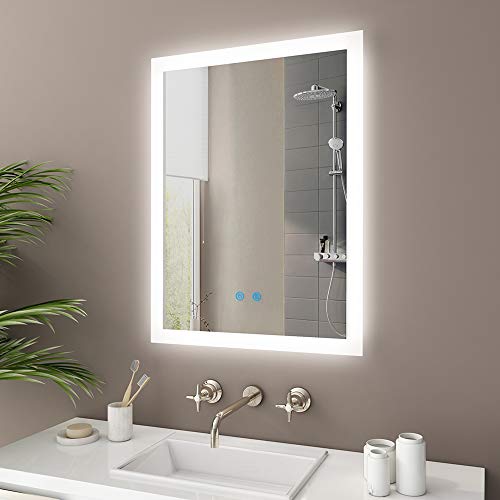 IMPTS LED Bad Spiegel 80x60cm Badspiegel mit Beleuchtung Touchschalter Antibeschlag Dimmbar neutralweiss IP44, Lichtspiegel Badezimmerspiegel Wandspiegel von IMPTS