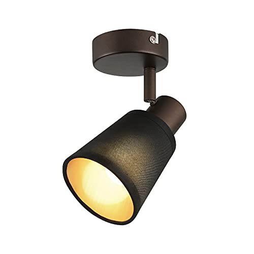 IMPTS LED Deckenleuchte 1-Flammig Stoffschirm Spot Strahl Lampe Deckenlampe Wandlampe Spotbalken Esstisch vintage schwarze stoff inkl.Leuchtmittel E14 LED, 280LM,230V, IP20,Warmweiß von IMPTS