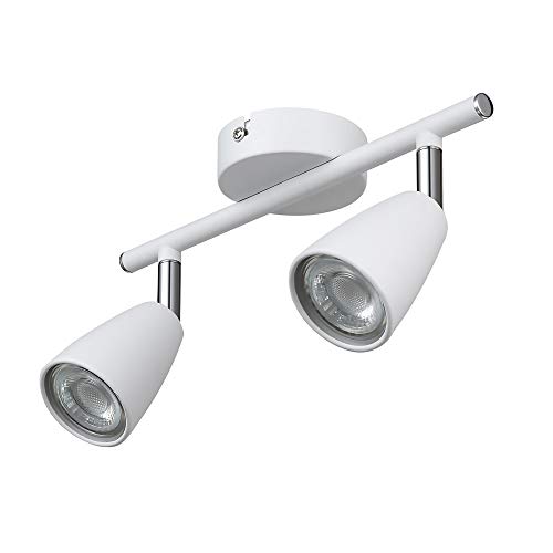 IMPTS LED Deckenleuchte 2 Flammig Weiss, inkl. 2 x 3W Leuchtmittel GU10 LED, 250LM,230V, IP20,Warmweiß,Schwenkbar, LED Deckenlampe Deckenspot Deckenstrahler Spotleuchte von IMPTS