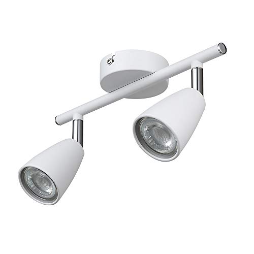 IMPTS LED Deckenleuchte Deckenstrahler 2 Flammig Weiss, inkl. 2 x 3W Leuchtmittel GU10, 250LM,230V, IP20,Warmweiß,Schwenkbar, LED Deckenlampe Deckenspot Spotleuchte von IMPTS