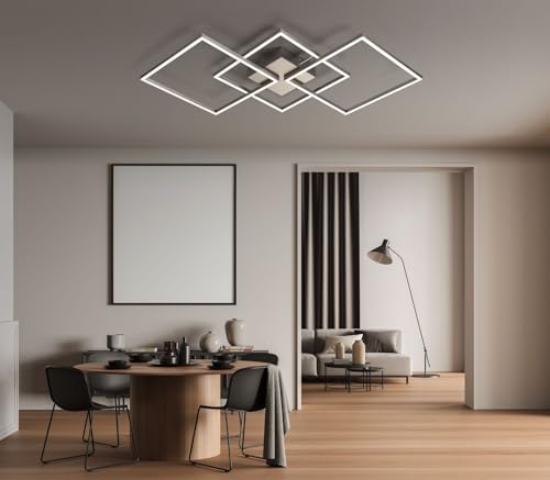 IMPTS LED Deckenleuchte Dimmbar Deckenlampe mit Fernbedienung Modern Wohnzimmerlampe Flurlampe 34W Metall Eckig Deckenbeleuchtung für Wohnzimmer Küche Schlafzimmer Flur Balkon von IMPTS