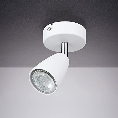 IMPTS LED Deckenleuchte Drehbar weiß, 1-Flammig Spotbalken, LED Deckenlampe inkl.1x3W GU10 LED Leuchtmittel, 250LM IP20 230V Warmweiß, Modern Deckenlampe Deckenspots für Wohnzimmer, Schlafzimmer von IMPTS