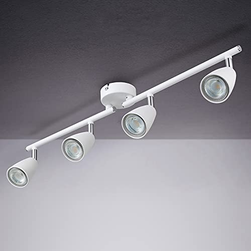 IMPTS LED Deckenleuchte Drehbar weiß, 4-Flammig Spotbalken, LED Deckenlampe inkl.4x3W GU10 LED Leuchtmittel, 250LM IP20 230V Warmweiß, Modern Deckenlampe Deckenspots für Wohnzimmer, Schlafzimmer von IMPTS