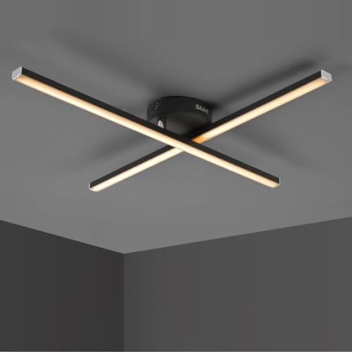 IMPTS LED Deckenleuchte wohnzimmer, 2 integrierte Modern Deckenlampe, 3000K Warmweiß LED Lampe für Wohnzimmer Schlafzimmer Küche und Flur 11W 500Lumen Schwarz Gerade von IMPTS