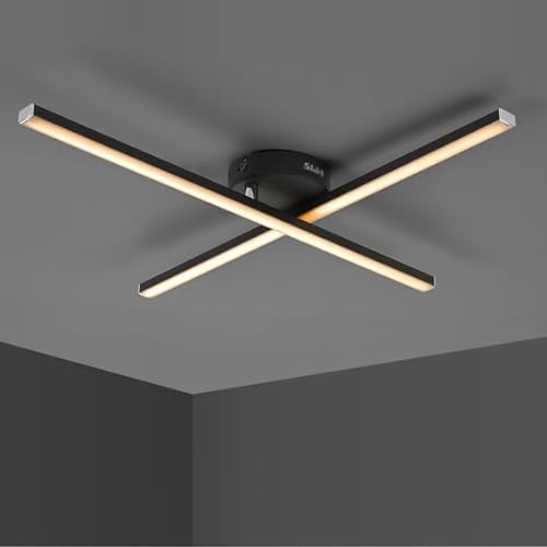 IMPTS LED Deckenleuchte wohnzimmer, 2 integrierte Modern LED Deckenlampe, 3000K Warmweiß LED Lampe für Wohnzimmer Schlafzimmer Küche und Flur 11W 500Lumen Schwarz Gerade von IMPTS