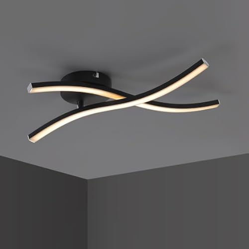 IMPTS LED Deckenleuchte wohnzimmer, 2 integrierte Modern Deckenlampe, 3000K Warmweiß LED Lampe für Wohnzimmer Schlafzimmer Küche und Flur 11W 500Lumen Schwarz Wellenförmig von IMPTS