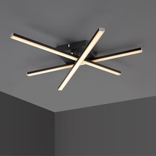 IMPTS LED Deckenleuchte wohnzimmer, 3 integrierte Modern Deckenlampe, 3000K Warmweiß LED Lampe für Wohnzimmer Schlafzimmer Küche und Flur 16W 750Lumen Schwarz Gerade von IMPTS