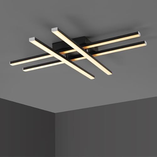 IMPTS LED Deckenleuchte wohnzimmer, 4 integrierte Modern Deckenlampe, 3000K Warmweiß LED Lampe für Wohnzimmer Schlafzimmer Küche und Flur 21W 980Lumen Schwarz Gerade von IMPTS