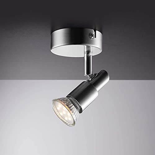 IMPTS LED Deckenstrahler 2 x1 flammig, Deckenleuchte Wohnzimmerlampe Deckenspot Schwenkbar lamp, inkl. 2 x 3W Leuchtmittel GU10 Warmweiß Matt Nickel von IMPTS