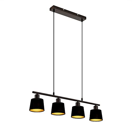IMPTS LED Hängelampe Pendelleuchte Esszimmerlampe Vintage Deckenlampe 4-flammig Hängeleuchte inkl. 4x E14 Leuchtmittel Metall Braun Matt, Stoffschirm Schwarz/Goldfarbig IMPTS LED Hängelampe Pendelleuchte Esszimmerlampe Vintage Deckenlampe 4-flammig Hängeleuchte inkl. 4x E14 Leuchtmittel Metall Braun Matt, Stoffschirm Schwarz/Goldfarbig von IMPTS