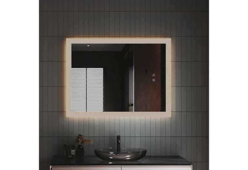 IMPTS Badspiegel Badezimmer Bad Wandspiegel mit LED Beleuchtung Beschlagfrei Dimmbar (Packung, Touch-Schalter, Speicherfunktion, Energiesparend, Beschlagfrei), Anti-Beschlag Memory Funktion Neutralweiß Horizontal/Vertikal Montage von IMPTS
