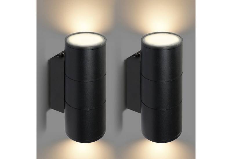 IMPTS LED Wandleuchte LED Schwarz Wandlampe Außen Innen 2 Stück Up Down Außenwandleuchten, LED wechselbar, Inkl 4 x GU10 Leuchtmittel, Warmweiß, Gartenstrahler Badleuchte Hauswand Up Down Inkl 4 x GU10 Leuchtmittel von IMPTS