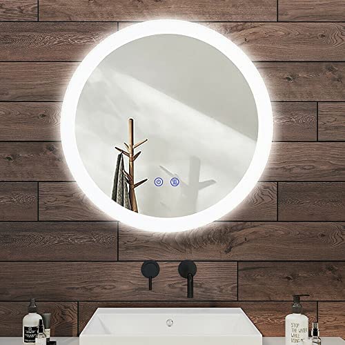 IMPTS Runder LED Bad Spiegel LED Wandspiegel 60cm Badezimmerspiegel mit Beleuchtung mit Touch Schalter und Beschlagfrei für Badezimmer von IMPTS
