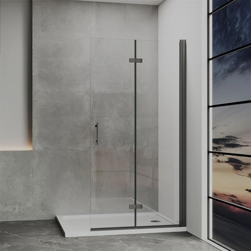 IMPTS Walk in Duschwand 70x195 cm, Walk in Dusche Glas mit Falttür Begehbare Duschkabine Duschtrennwand Rahmenlos 6mm ESG Sicherheitsglas, Schwarz von IMPTS