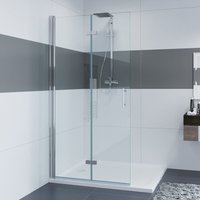 IMPTS walk in Dusche Duschwand Glas Duschkabine Duschtrennwand Falttüren Begehbare Duschabtrennung Rahmenlos OHNE Duschwanne, 90x195 cm von IMPTS