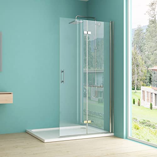 IMPTS walk in Dusche Glaswand 120x195 cm Duschwand Glas Duschkabine Duschtrennwand Falttüren Duschabtrennung von IMPTS