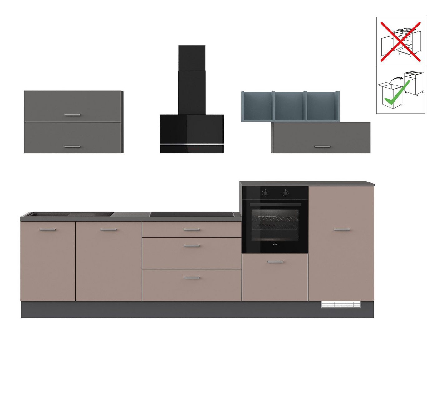 IMPULS KÜCHEN Küche New York", Ausrichtung wählbar, Schubkästen mit Soft-Close, vormontiert, wahlweise mit E-Geräten, mit Vollauszug, Breite 320 cm" von IMPULS KÜCHEN