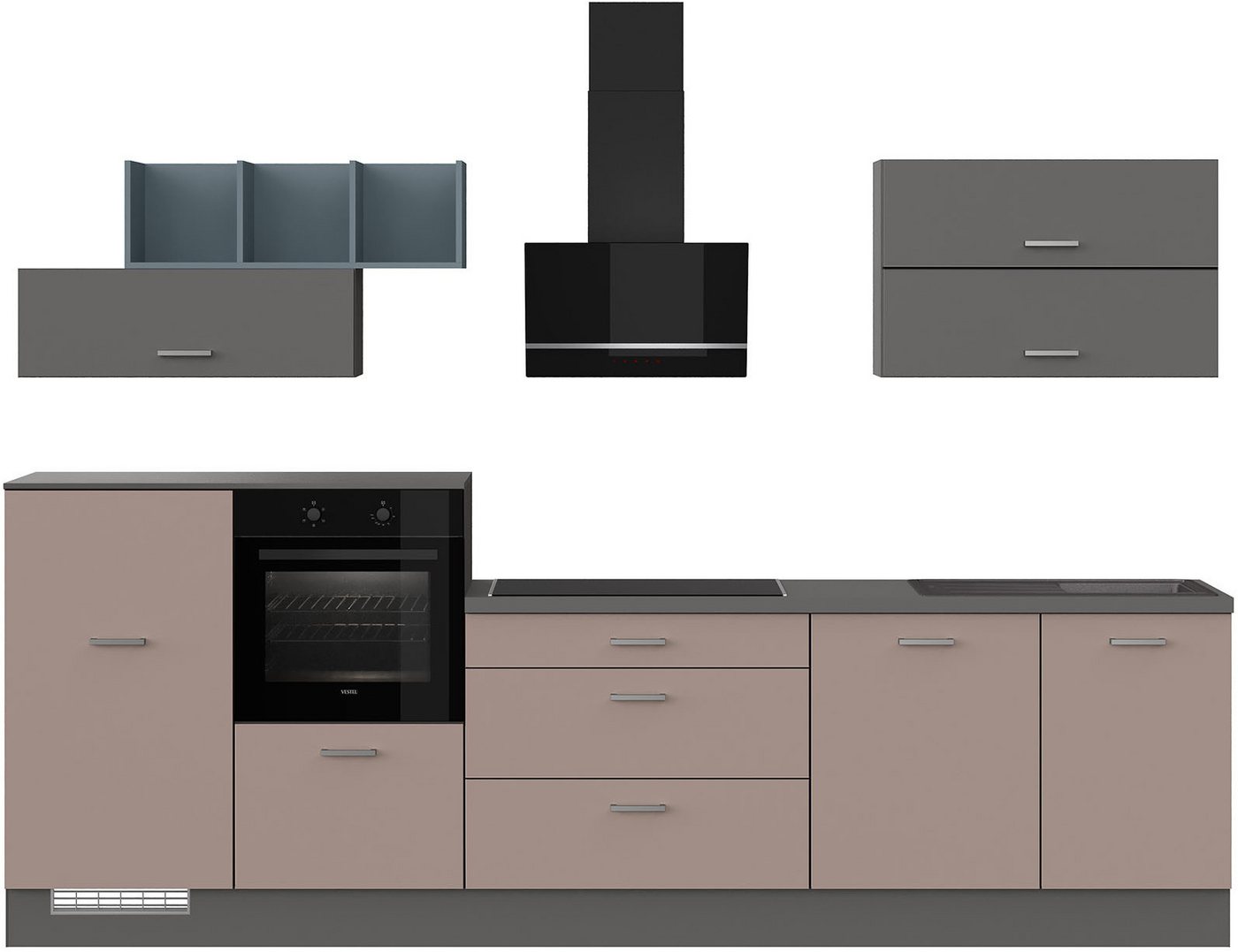 IMPULS KÜCHEN Küche New York", Ausrichtung wählbar, Schubkästen mit Soft-Close, vormontiert, wahlweise mit E-Geräten, mit Vollauszug, Breite 320 cm" von IMPULS KÜCHEN