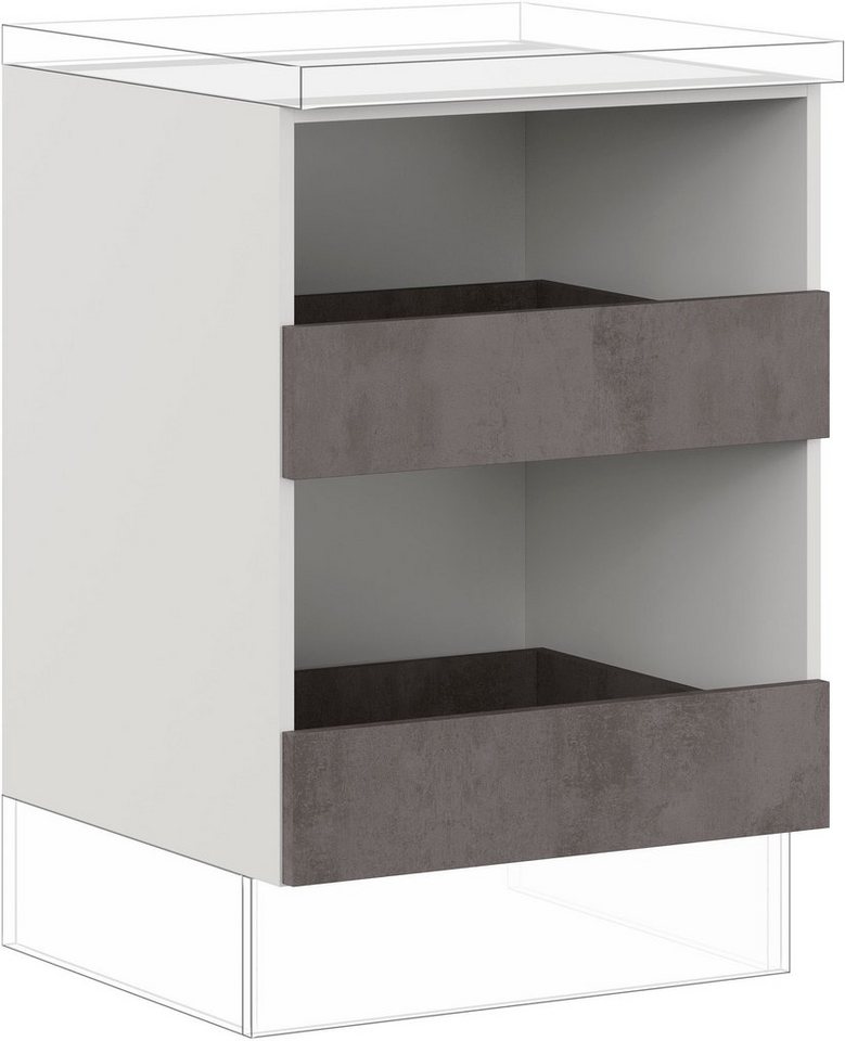 IMPULS KÜCHEN Unterschrank "Prag und Valencia", Breite/Höhe: 60/72,3 cm vormontiert, mit Soft-Close, Breite 60 cm, mit zwei Auszügen von IMPULS KÜCHEN