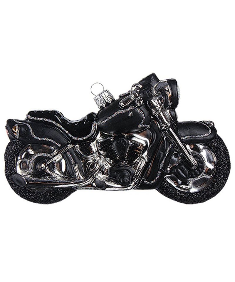 IMPULS Christbaumschmuck, Christbaumschmuck Glas Chopper Motorrad 13cm schwarz von IMPULS