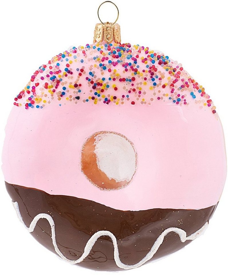 IMPULS Christbaumschmuck, Christbaumschmuck Glas Donut mit bunten Streuseln 6cm rosa von IMPULS